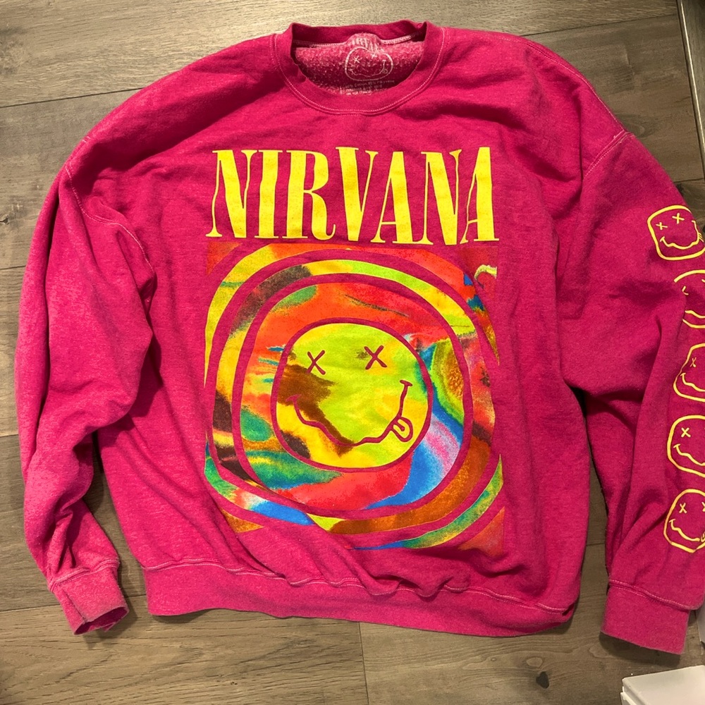 urban outfitters pink nirvana crewneck!